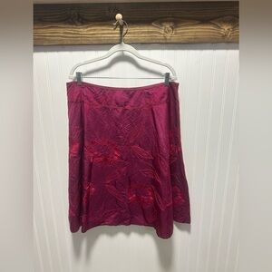 Liz Claiborne Fuchsia Silk Beaded Embroidered A Line Knee Length Skirt Sz 16